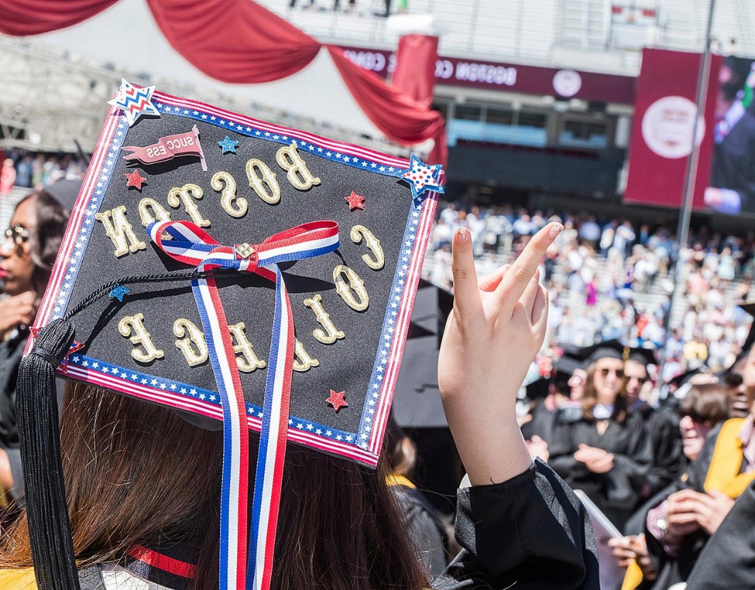 'Boston College' embellished mortarboard