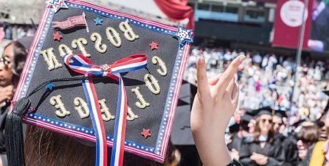 'Boston College' embellished mortarboard