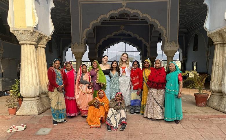 Students with documentary participants in Jaipur, India